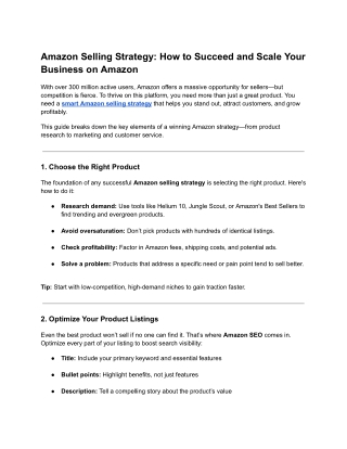 Amazon Selling Strategy_ How to Succeed and Scale Your Business on Amazon
