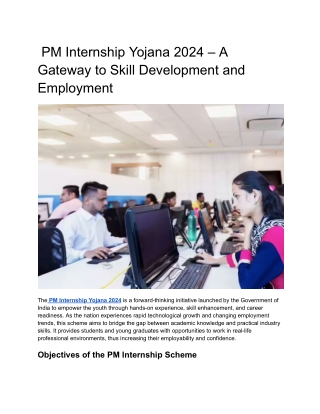 PM Internship Yojana 2024 – A Gateway to Skill Development and Employment
