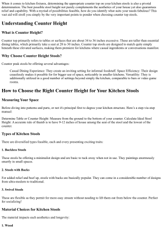 How to Choose the Right Counter Height for Your Kitchen Stools
