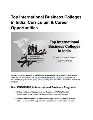 Top International Business Colleges in India_ Curriculum & Career Opportunities