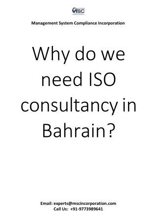 Why do we need ISO consultancy in Bahrain