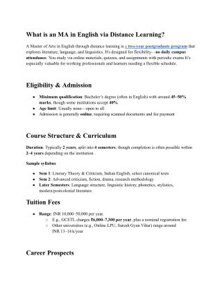 what is an ma in english via distance learning