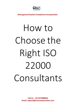 How to Choose the Right ISO 22000 Consultants