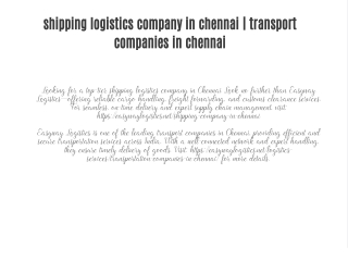 shipping logistics company in chennai | transport companies in chennai