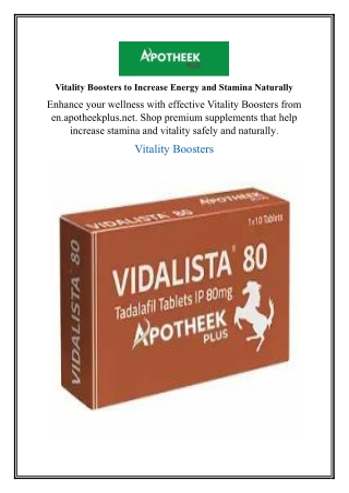 Vitality Boosters to Increase Energy and Stamina Naturally