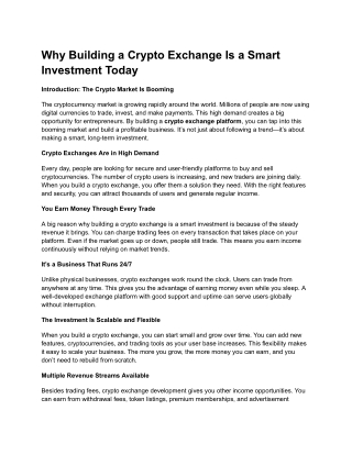 Why Building a Crypto Exchange Is a Smart Investment Today