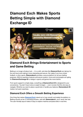 diamond exch makes sports betting simple with diamond exchange id