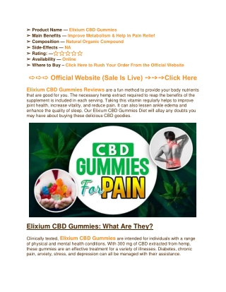 Elixium CBD Gummies USA Reviews