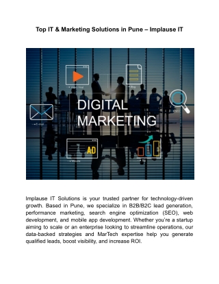 Top IT & Digital Marketing Services in Pune – Implause IT Solutions