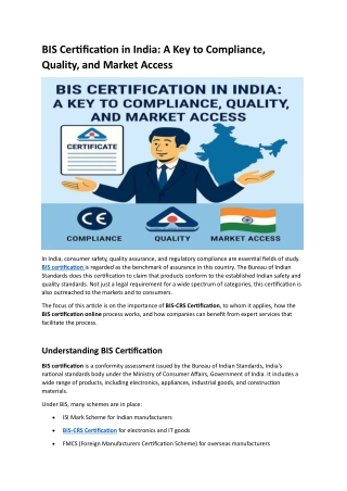 BIS Certification in India - A Key to Compliance, Quality, and Market Access