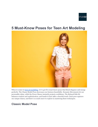 5 Must-Know Poses for Teen Art Modeling