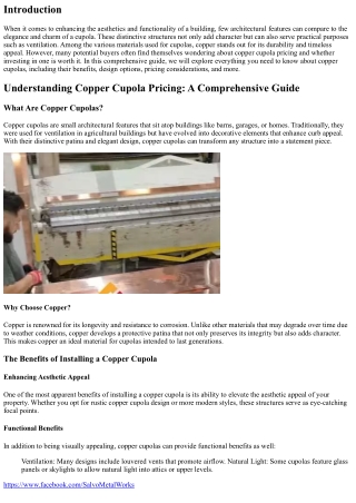Understanding Copper Cupola Pricing: A Comprehensive Guide