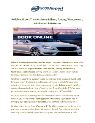 reliable airport transfers from balham tooting