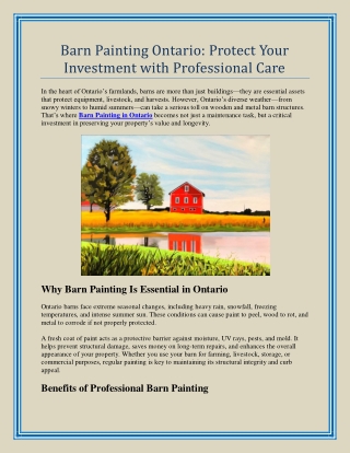 Barn Painting Ontario Protect Your Investment with Professional Care