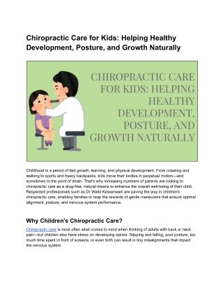 Natural Wellness for Children: The Role of Chiropractic Care