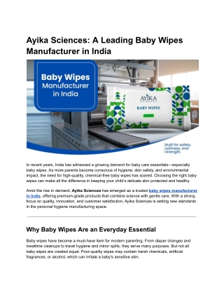 Ayika Sciences_ A Leading Baby Wipes Manufacturer in India