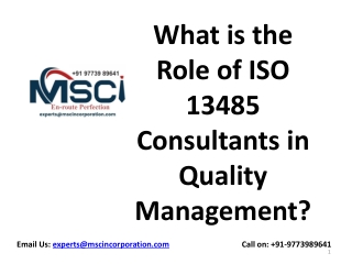 What is the Role of ISO 13485 Consultants in Quality Management