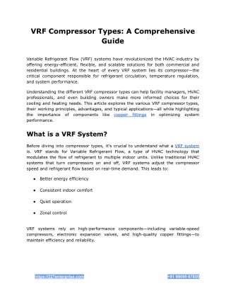 VRF Compressor Types: A Comprehensive Guide