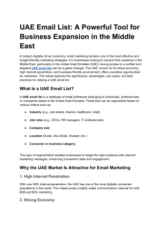 UAE Email List: A Powerful Tool for Business Expansion in the Middle East