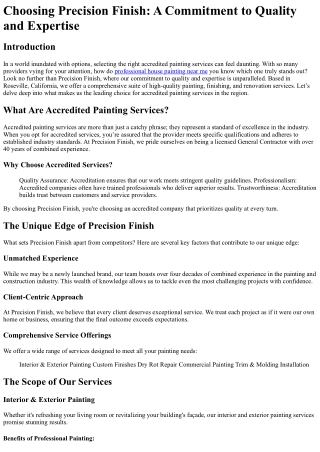 Choosing Precision Finish A Commitment to Quality and Expertise