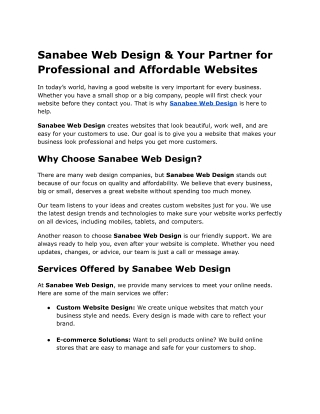 Sanabee Web Design