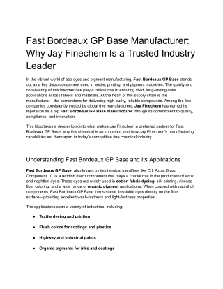 Fast Bordeaux GP Base Manufacturer_ Why Jay Finechem Is a Trusted Industry Leader