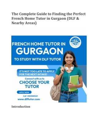 French Home Tutor in Gurgaon | French teacher near me | Dlf phase 1