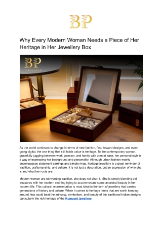 Why Every Modern Woman Needs a Piece of Her Heritage in Her Jewellery Box (1)