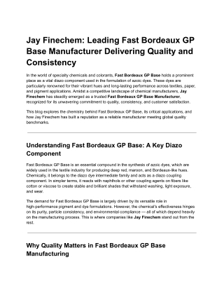 Jay Finechem_ Leading Fast Bordeaux GP Base Manufacturer Delivering Quality and Consistency