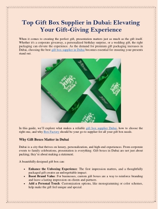 Top Gift Box Supplier in Dubai Elevating Your Gift-Giving Experience