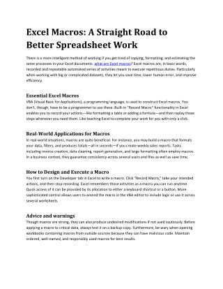 excel macros a straight road to better