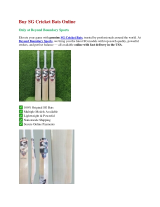 Buy SG Cricket Bats Online