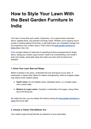 How to Style Your Lawn With the Best Garden Furniture In India