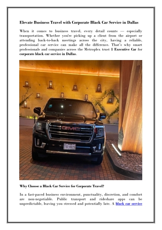Premium Black Car Transport for Dallas Executives