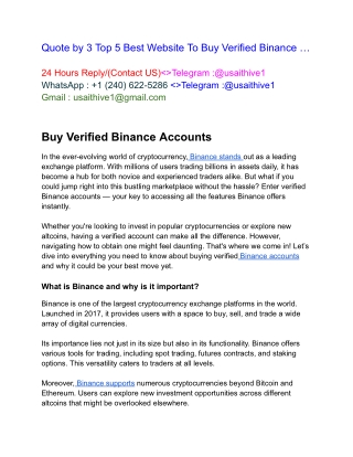 Quote by 3 Top 5 Best Website To Buy Verified Binance …