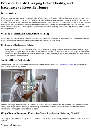 Precision Finish Bringing Color, Quality, and Excellence to Roseville Homes