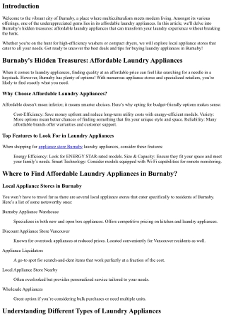 Burnaby's Hidden Treasures: Affordable Laundry Appliances