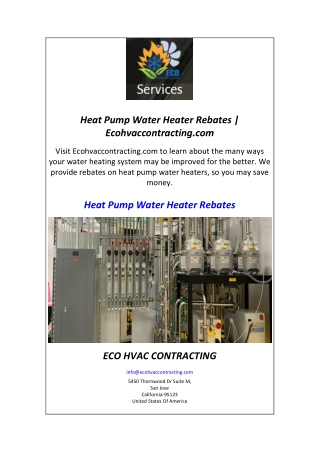 Heat Pump Water Heater Rebates  Ecohvaccontracting.com