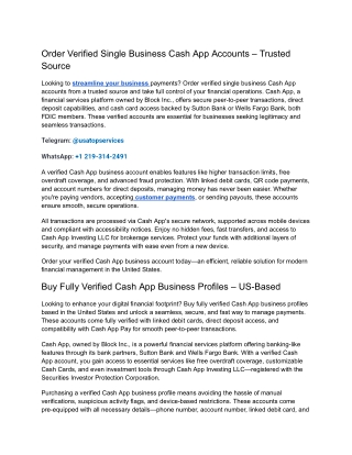 Order Verified Single Business Cash App Accounts – Trusted Source
