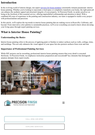 Top Trends in Interior House Painting by Precision Finish