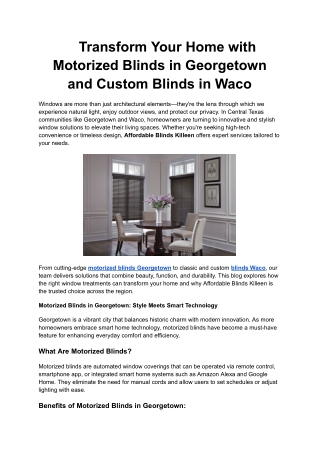 Transform Your Home with Motorized Blinds in Georgetown and Custom Blinds in Waco (1)
