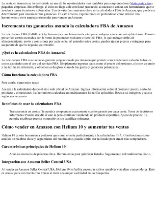 Incrementa tus ganancias usando la calculadora FBA de Amazon