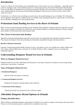 Professional Junk Hauling Services in the Heart of Orlando
