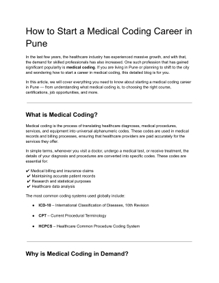 how to start a medical coding career in pune