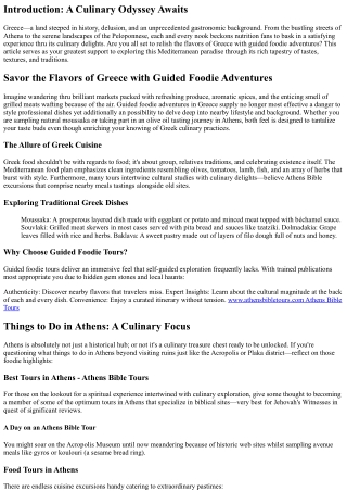 Savor the Flavors of Greece with Guided Foodie Adventures