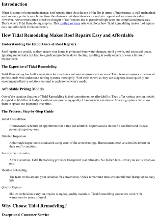 How Tidal Remodeling Makes Roof Repairs Easy and Affordable