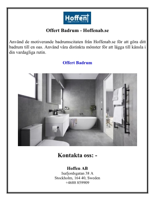 Offert Badrum - Hoffenab.se