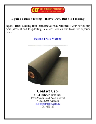 Equine Truck Matting – Heavy-Duty Rubber Flooring