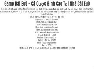 Game Bài Eu9 - Cá Cược Đỉnh Cao Tại Nhà Cái Eu9
