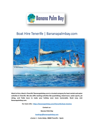 Boat Hire Tenerife | Bananapalmbay.com